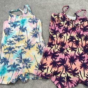 Girls Hawaiian Print Short Rompers Size Small